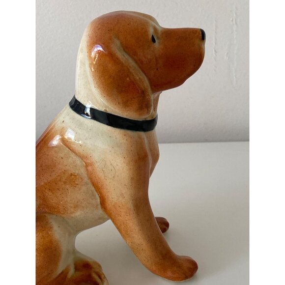 Hound Dog Vintage Glazed Ceramic Sitting Figurine Unmarked 7 Inches - Picture 14 of 16